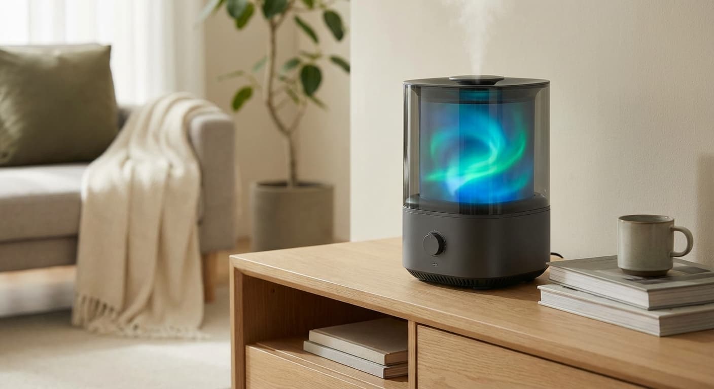 진짜 불인 줄! 화재 위험 없는 3D 오로라 불멍 가습기