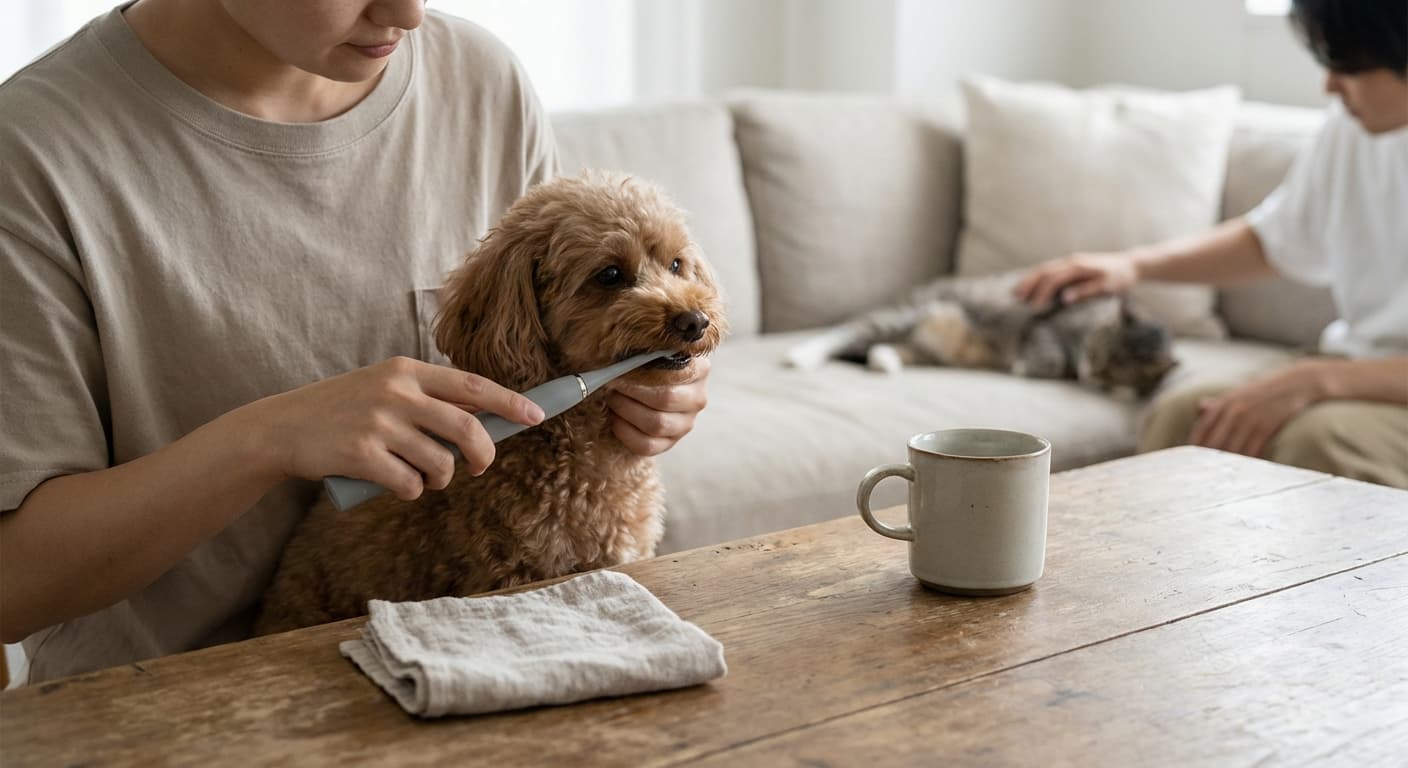 치석 순삭! 댕냥이 양치 전쟁 끝내는 무소음 초음파 펫 칫솔